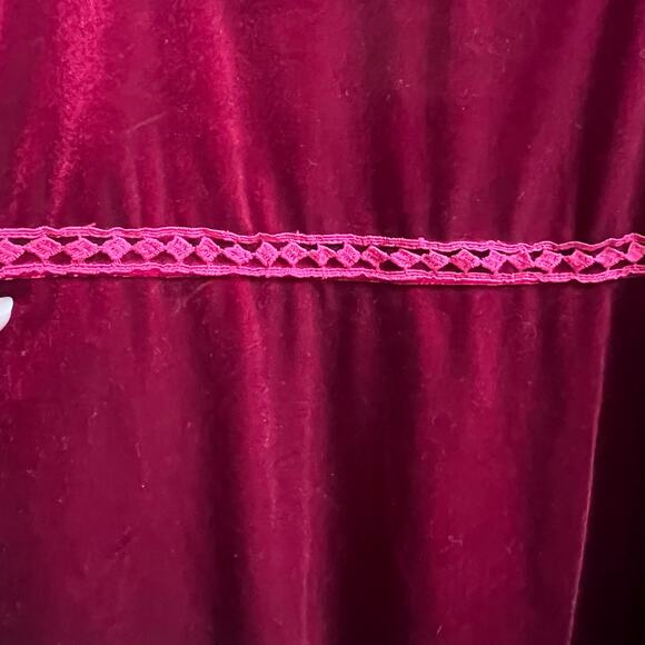 Women's Red Velvet Lace Trim Ruffle Long Sleeve Top Whimsigoth‎ Size Medium - Picture 5 of 8